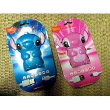 Power Bank Stitch แบตสำรอง สติช 8000 mAh ผิวพลาสติก สีชมพู