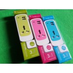 ปลั๊กไฟ DUAL USB Universal Socket 3 in 1 สีเขียว