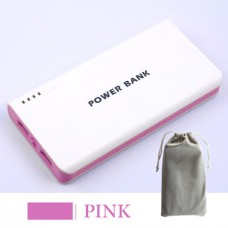 แบตสำรอง Mobile Power 30000 mAh สีชมพู + ถุงผ้า สีเทา