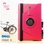 เคส DELL Venue 8 l หมุนได้ 360 องศา หนังPU ฝาพับเป็นขาตั้งได้ สีชมพูเข้ม (FREE ฟิล์มกันรอย)