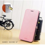 เคส Huawei Ascend G7 เคสฝาพับบางพิเศษ พร้อมแผ่นเหล็กป้องกันของมีคม พับเป็นขาตั้งได้จาก Mofi สีชมพู