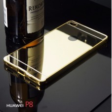 เคส Huawei P8 l เคสฝาหลัง + Bumper (แบบเงา) ขอบกันกระแทก สีทอง