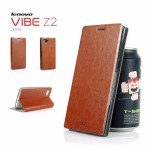 เคส Lenovo Vibe Z2 Pro (K920) เคสฝาพับบางพิเศษ พร้อมแผ่นเหล็กป้องกันของมีคม พับเป็นขาตั้งได้จาก Mofi สีน้ำตาล