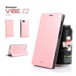 เคส Lenovo Vibe Z2 (K920) เคสฝาพับบางพิเศษ พร้อมแผ่นเหล็กป้องกันของมีคม พับเป็นขาตั้งได้จาก Mofi สีชมพู