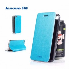 เคส Lenovo S60 เคสฝาพับบางพิเศษ พร้อมแผ่นเหล็กป้องกันของมีคม พับเป็นขาตั้งได้จาก Mofi สีฟ้าอมเขียว