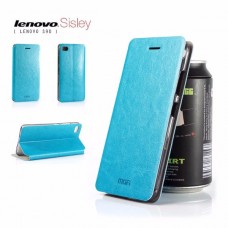 เคส Lenovo S90 (Sisley) เคสฝาพับบางพิเศษ พร้อมแผ่นเหล็กป้องกันของมีคม พับเป็นขาตั้งได้จาก Mofi สีฟ้าอมเขียว