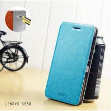 เคส Lenovo S660 เคสฝาพับบางพิเศษ พร้อมแผ่นเหล็กป้องกันของมีคม พับเป็นขาตั้งได้จาก Mofi สีฟ้าอมเขียว