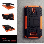 เคส Lenovo A2010 (TRUE Lenovo 4G A2010) กรอบบั๊มเปอร์ กันกระแทก Defender สีส้ม (เป็นขาตั้งได้)