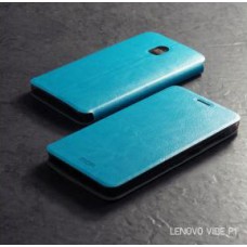 เคส Lenovo Vibe P1 เคสฝาพับบางพิเศษ พร้อมแผ่นเหล็กป้องกันของมีคม พับเป็นขาตั้งได้จาก Mofi สีฟ้าอมเขียว