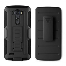 เคส LG G3 : ALL BLACK DEFENDER เคส Hybrid Bumper ด้านในเป็นซิลิโคนป้องกันตัวเครื่องเป็นรอย พับเป็นขาตั้งได้ สีดำ