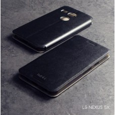 เคส LG Nexus 5X เคสฝาพับบางพิเศษ พร้อมแผ่นเหล็กป้องกันของมีคม พับเป็นขาตั้งได้จาก Mofi สีดำ
