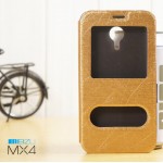 เคส Meizu MX4 l เคสฝาพับ เป็นขาตั้งได้ พร้อมช่องรูดรับสาย สีทอง