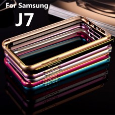 เคส Samsung Galaxy J7 ขอบกันกระแทก Bumper (สีชมพูอ่อน / ขลิบทอง)