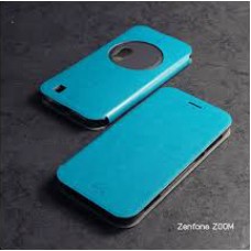 เคส ASUS Zenfone ZOOM เคสหนัง + แผ่นเหล็กป้องกันตัวเครื่อง (บางพิเศษ) สีฟ้าอมเขียว
