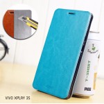 เคส Vivo Xplay 3S เคสฝาพับบางพิเศษ พร้อมแผ่นเหล็กป้องกันของมีคม พับเป็นขาตั้งได้จาก Mofi สีฟ้าอมเขียว