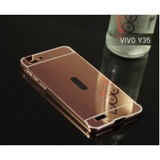 เคส Vivo Y35 l เคสฝาหลัง + Bumper (แบบเงา) ขอบกันกระแทก สีโรสโกลด์