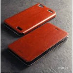 เคส Vivo Y37 เคสฝาพับบางพิเศษ พร้อมแผ่นเหล็กป้องกันของมีคม พับเป็นขาตั้งได้จาก Mofi สีน้ำตาล