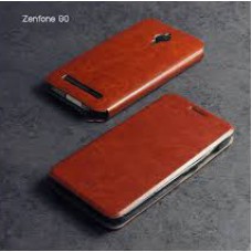 เคส ASUS Zenfone GO (ZC500TG) เคสหนัง + แผ่นเหล็กป้องกันตัวเครื่อง (บางพิเศษ) สีน้ำตาล