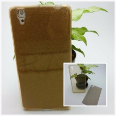 เคส OPPO R7 Plus เคสนิ่ม Slim TPU พร้อมจุด Pixel ขนาดเล็กด้านในเคสป้องกันเคสติดกับตัวเครื่อง (แถมแผ่นกากเพชร) สีทองใส