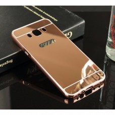 เคส Samsung Galaxy J7 Version 2 (2016) เคสฝาหลัง + Bumper (แบบเงา) ขอบกันกระแทก สีโรสโกลด์