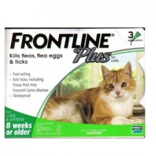 FRONTLINE Plus สำหรับแมวและลูกแมวอายุ 8 สัปดาห์ขึ้นไป 1 กล่อง บรรจุ 3 หลอด