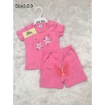 มีเลิฟ Melove เสื้อเปิดบ่าพร้อมกางเกงสีชมพู ลายดอกไม้ สำหรับอายุ 3-6 เดือน