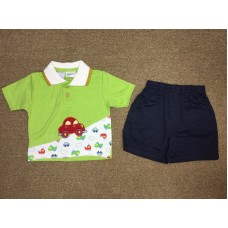 Nannette ชุดเด็กผู้ชายเสื้อยืดคอปกพร้อมกางเกง สีเขียว สำหรับ 6-9 เดือน