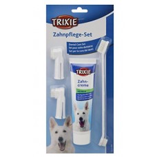 Trixie ชุดแปรงสีฟันสุนัข สูตรควบคุมหินปูน รสมินท์ 100 g