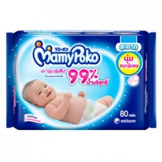 มามี่โพโค Mamy Poko เบบี้ไวพ์ นุ่มหนาพิเศษ ห่อ 80 แผ่น