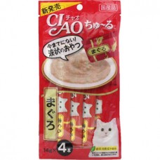 CIAO Chu-ru ขนมแมวเลีย รสเนื้อปลาทูน่ามากูโระ 14 กรัม x 4 ซอง