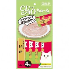 CIAO Chu-ru ขนมครีมแมวเลีย รสเนื้อสันในไก่ & ปลาหมึก ขนาด 14 กรัม x 4 ซอง