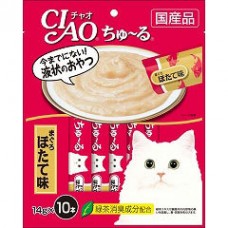 CIAO Chu-ru ขนมครีมแมวเลีย ปลาทูน่าเนื้อขาว รสหอยเชลล์ 14 กรัม x 10 ซอง