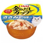 INABA ชนิดเปียก รสเนื้อสันในไก่ในน้ำเกรวี่หน้าปลาโอแห้ง 70 กรัม