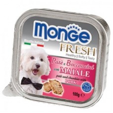 Monge Fresh ชนิดเปียก สำหรับสุนัข สูตรหมูย่าง 100 กรัม
