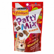 Friskies Party Mix ขนมแมว สูตรมิกซ์กริลล์ รสไก่ เนื้อ และแซลมอน 60 กรัม