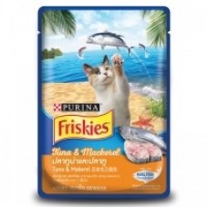 Friskies ชนิดเปียก สำหรับแมวโต รสปลาทูน่า & ปลาทู 80 กรัม