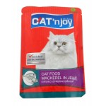 แคท เอ็นจอย Cat'n joy อาหารแมวชนิดเปียก สำหรับแมวทุกสายพันธุ์ สูตรปลาแมคเคอเรลในเยลลี่ 85 กรัม