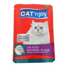 แคท เอ็นจอย Cat'n joy อาหารแมวชนิดเปียก สำหรับแมวทุกสายพันธุ์ สูตรปลาแมคเคอเรลในเยลลี่ 85 กรัม