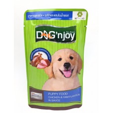 ด็อก เอ็นจอย Dog 'n Joy อาหารเปียกสำหรับลูกสุนัข รสไก่และแฮมในน้ำซอส 85 กรัม