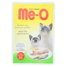 Me-O Sardine with chicken & rice ชนิดเปียก สำหรับแมว รสปลาซาดีนผสมไก่และข้าว 80 กรัม