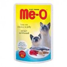 Me-O Tuna with Chicken in jelly ชนิดเปียก สำหรับแมว รสปลาทูน่าและไก่ในเยลลี่ 80 กรัม