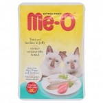 Me-O Kitten Tuna & Sardine in Jelly ชนิดเปียก สำหรับลูกแมว รสปลาทูน่าและปลาซาร์ดีนในเยลลี่ 80 กรัม