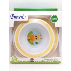 เพียวรีน Pureen Skittle ชุดจานชามสำหรับเด็ก สีเหลือง ลายยีราฟ