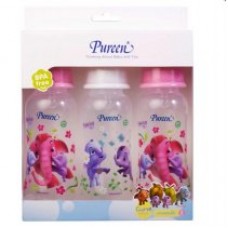 เพียวรีน Pureen ขวดนมทรงโค้ง รุ่น ก้านกล้วย 8 ออนซ์ แพ็ค 3 สีชมพู