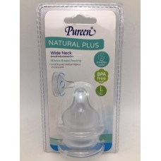 เพียวรีน Pureen รุ่น Natural Plus Wide neck จุกนมสำหรับขวดคอกว้าง(ฐานกว้าง) 2 ชิ้น size L สำหรับอายุ 6+