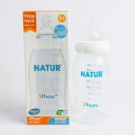 เนเจอร์ Natur ขวดนม  ปากกว้าง UHappy 8 oz. ไซส์L สำหรับ 6 เดือนขึ้นไป 