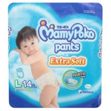 มามี่โพโค Mamy Poko Pants Extra Soft  ไซส์ L สำหรับเด็กผู้ชาย ห่อ 14 ชิ้น (กางเกง)