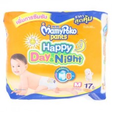 มามี่โพโค Mamy Poko Happy Day & night  ไซส์ M ห่อ 17 ชิ้น (กางเกง)