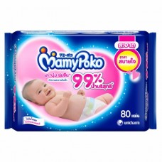 มามี่โพโค Mamy Poko เบบี้ไวพ์ ราคาสบายใจ แผ่นบาง ห่อ 80 แผ่น