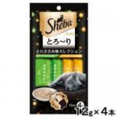 ซีบา Sheba Melty ขนมแมวเลีย รสไก่ & รสไก่และปลาเนื้อขาว ขนาด 12 กรัม x 4 ซอง (1 แพ็ค)